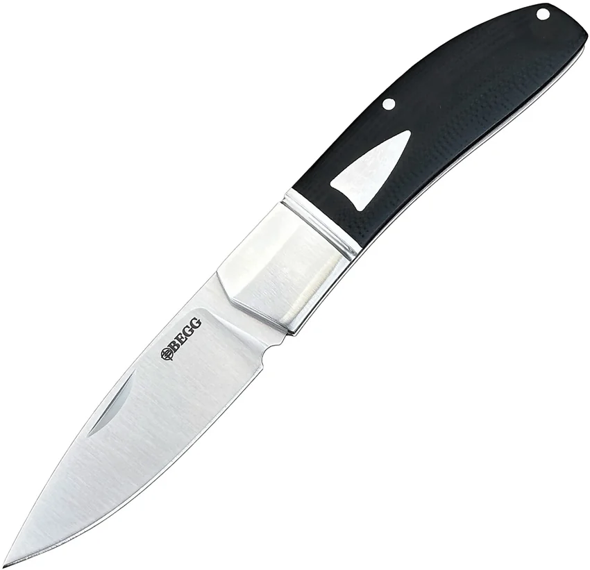 Begg Knives JVO Design Drop Point Slip Joint Knife Black G-10 (3" Satin)