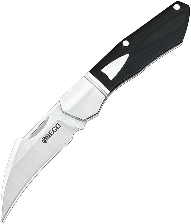 Begg Knives JVO Design Hawkbill Slip Joint Knife Black/Satin G-10 (2.3" Satin)