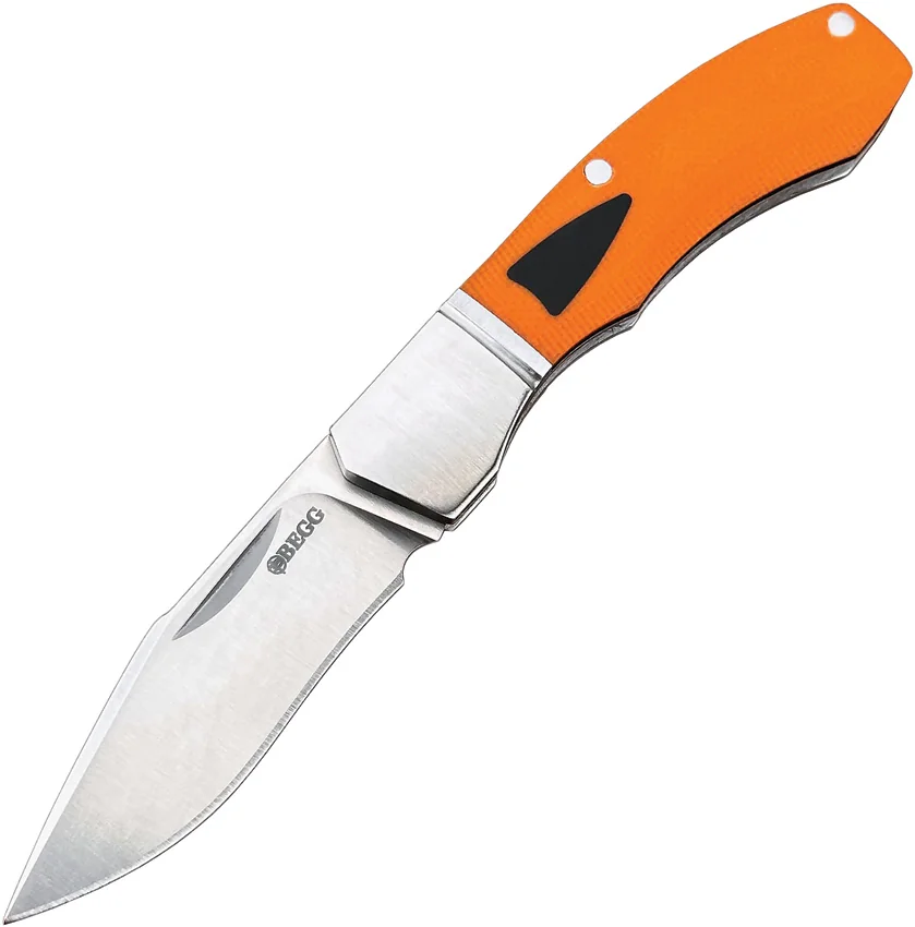Begg Knives JVO Design Mini Recurve Knife Black/Orange G-10 (2.1" Satin 14C28N)