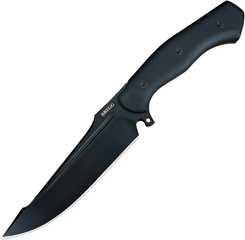 Begg Knives Alligator Harpoon Fixed Blade Knife Black G-10 (6.25" Black 14C28N)