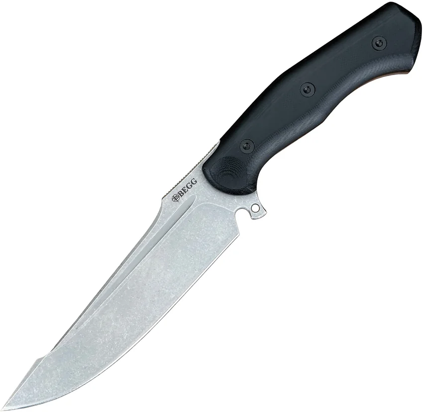 Begg Knives Alligator Harpoon Fixed Blade Knife Black G-10 (6.25" Bead Blast)