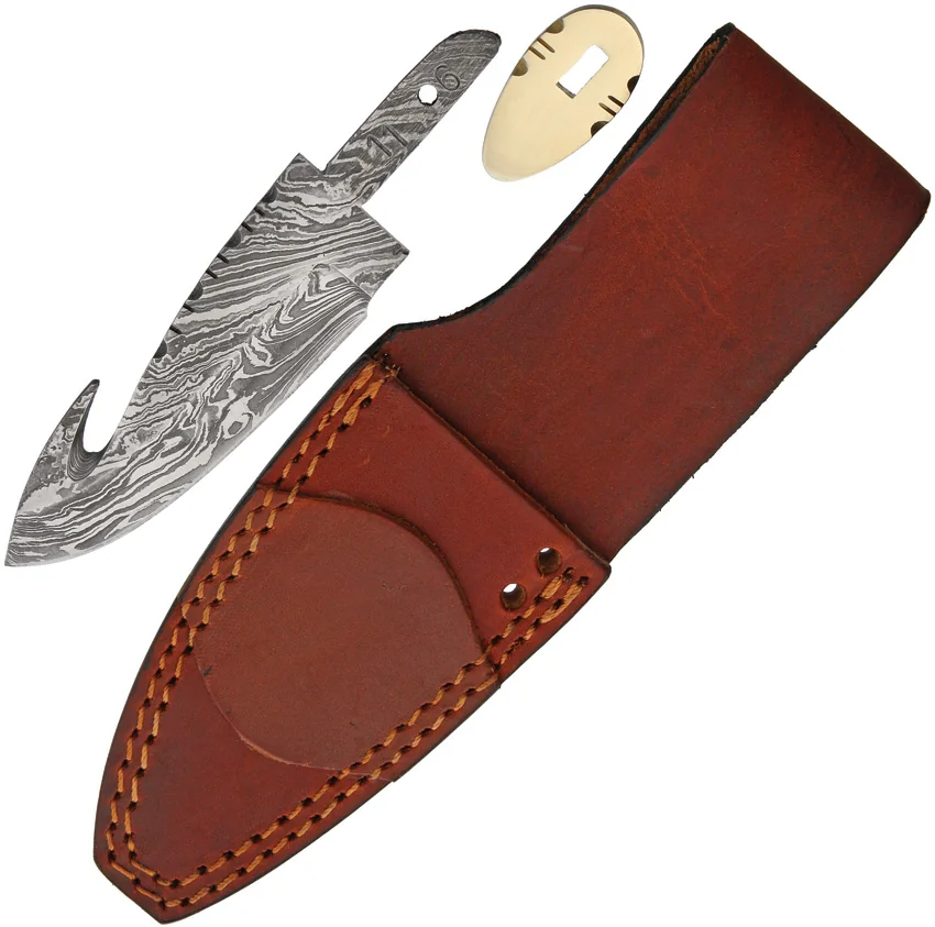 Knife making Damascus Guthook With Sheath