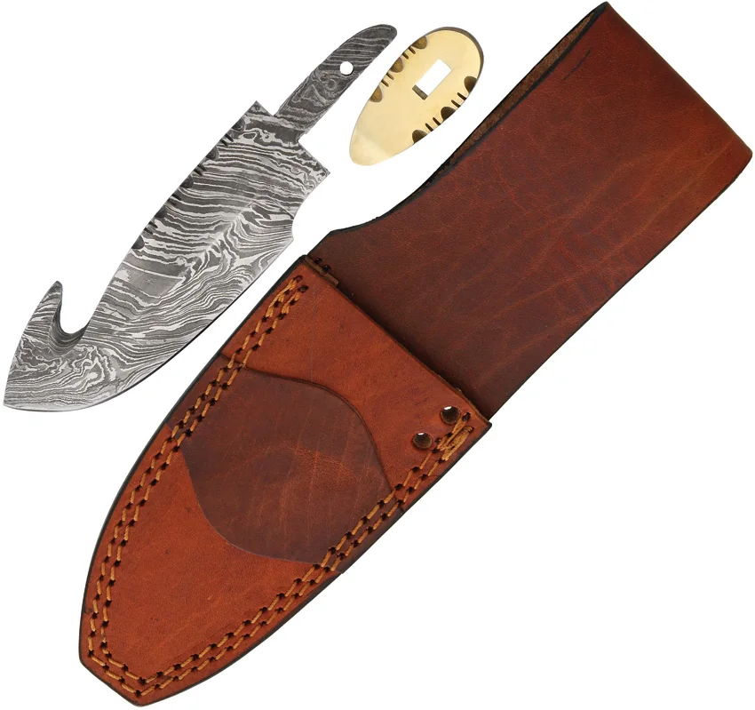 Knife making Damascus Guthook With Sheath