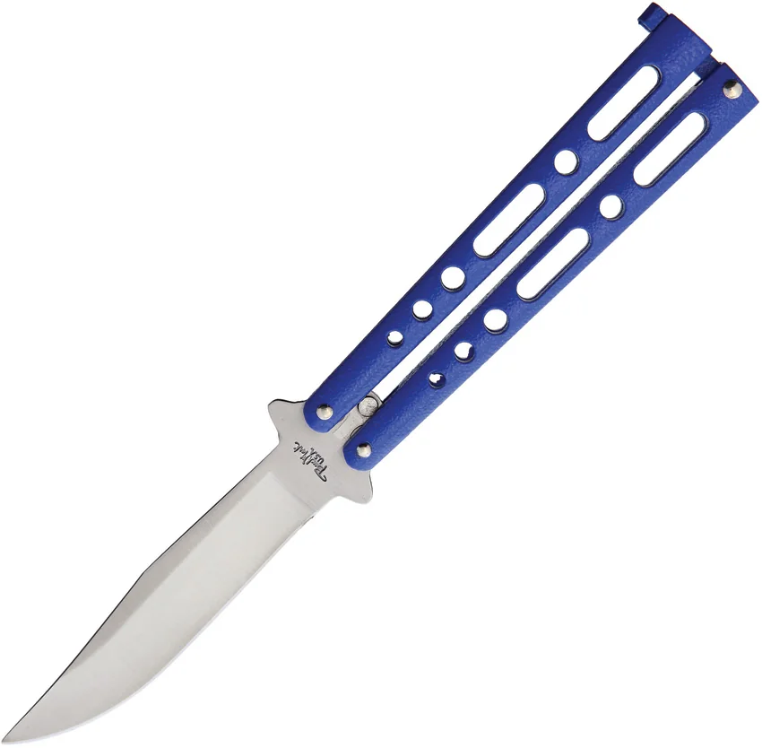 Benchmark Balisong Butterfly Knife Blue (4.12" Satin) Plain BM011