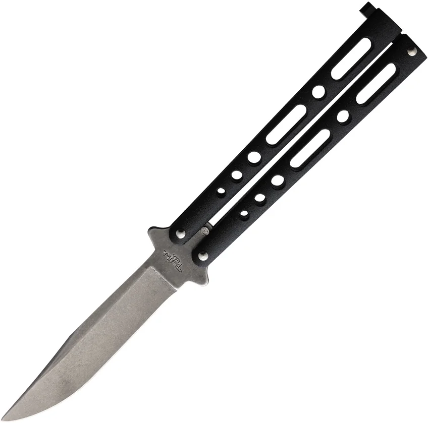 Benchmark Butterfly Knife Black Epoxy Steel (4" Stonewash)