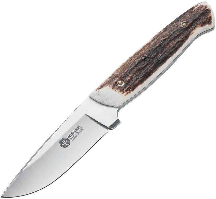 Boker Arbolito Stag Hunter Fixed Blade Knife Stag (3.5" Satin) 02BA319H