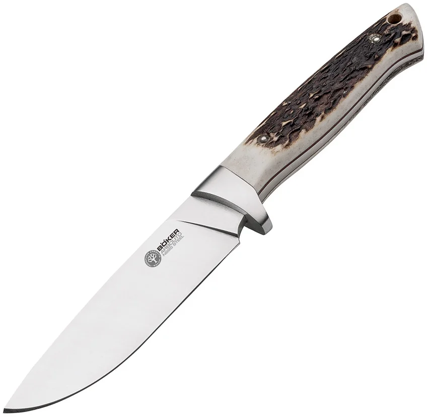 Boker Arbolito Hunter Fixed Blade Knife Stag (4.75" Satin) 02BA351H