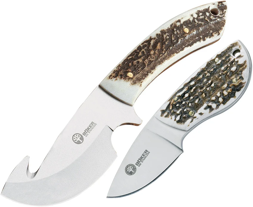 Boker Arbolito Guides Combo Fixed Blade Knife Set Stag (Bohler N695)