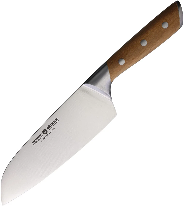 Boker Forge Wood 6.5" Santoku Kitchen Knife Maple Wood