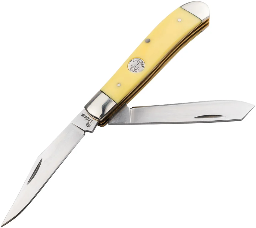 Boker Mini Trapper Traditional Pocket Knife Yellow Delrin (2.75" Satin )