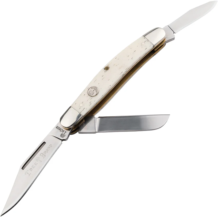 Boker Medium Stockman Traditional Pocket Knife Smooth White Bone (2.25" Satin)