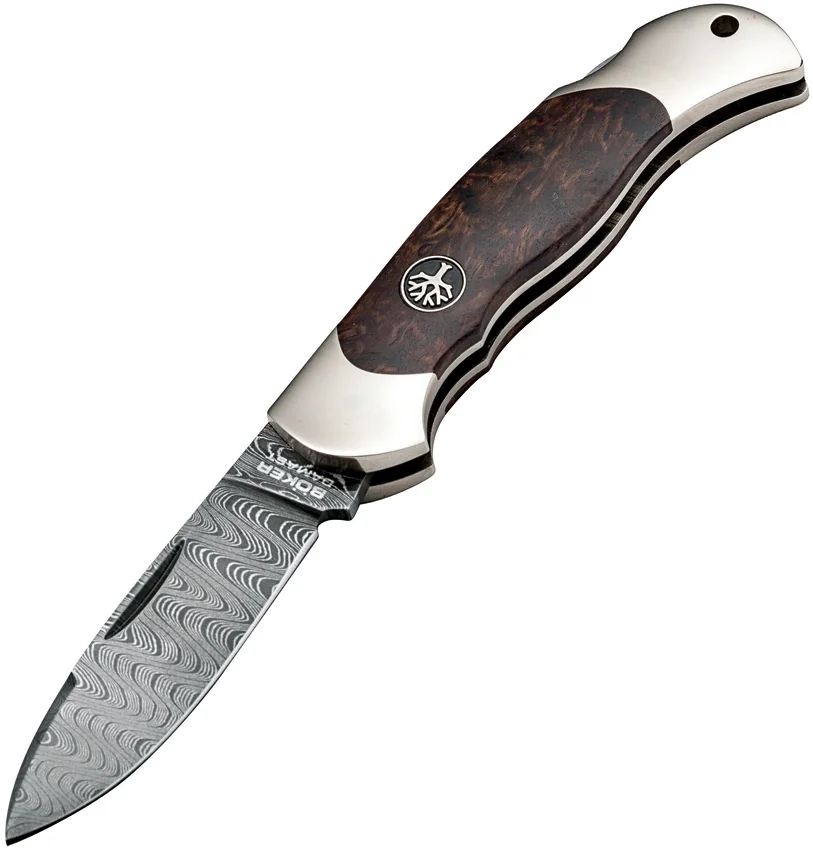 Boker Junior Scout Spear Point Knife Curly Birch (2.6" Damascus) 111920DAM