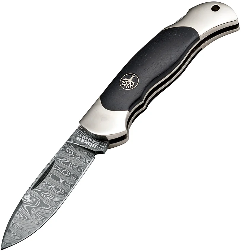 Boker Junior Scout Spear Point Lockback Knife Ironwood (2.6" Damascus)