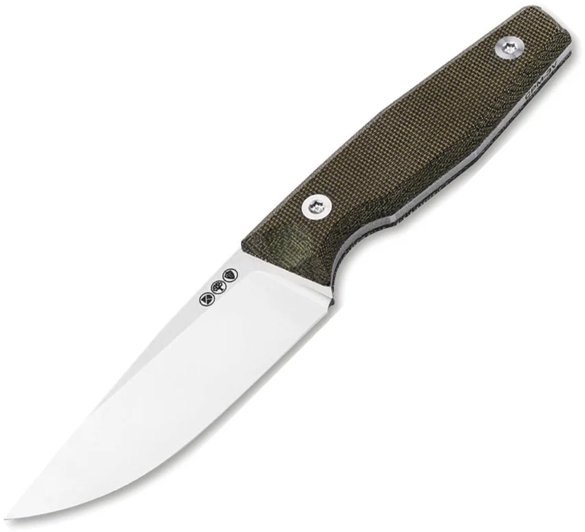 Boker AK4 Fixed Blade Knife Green Micarta (3.9" Satin)
