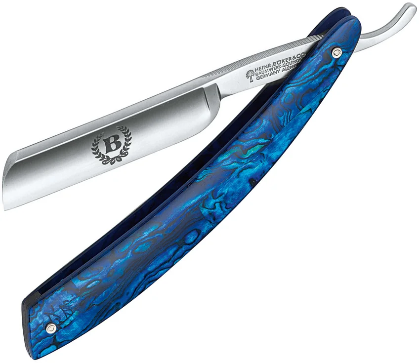 Boker French Head Straight Razor Blue Paua Shell (3" Satin) 140554