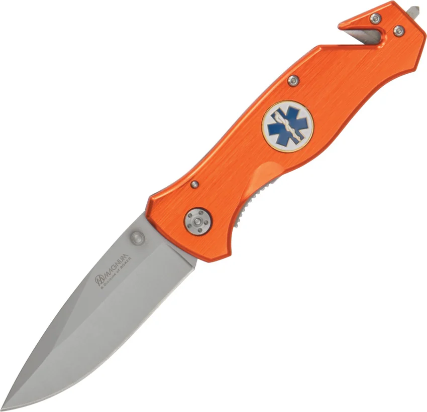 Boker Magnum To Serve & Protect Medic Liner Lock Knife (4.75" Satin) 01MB364