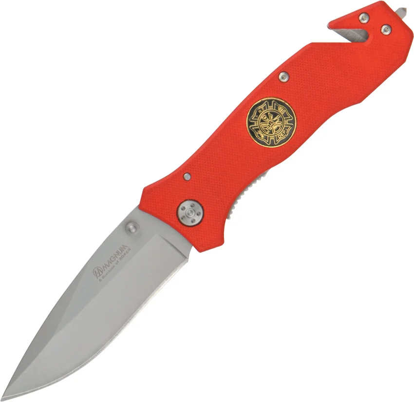 Boker Magnum To Serve & Protect Fire Dept Lock Knife (4.75" Satin) 01MB366