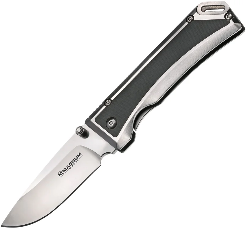 Boker Magnum Metal Frame Lock Knife Gray G-10 (3.4" Satin) 01MB704