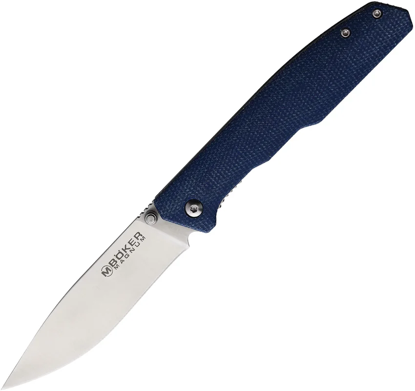 Boker Deep Blue Canvas Liner Lock Knife Blue Micarta (3.54" Satin 440A) 01SC714