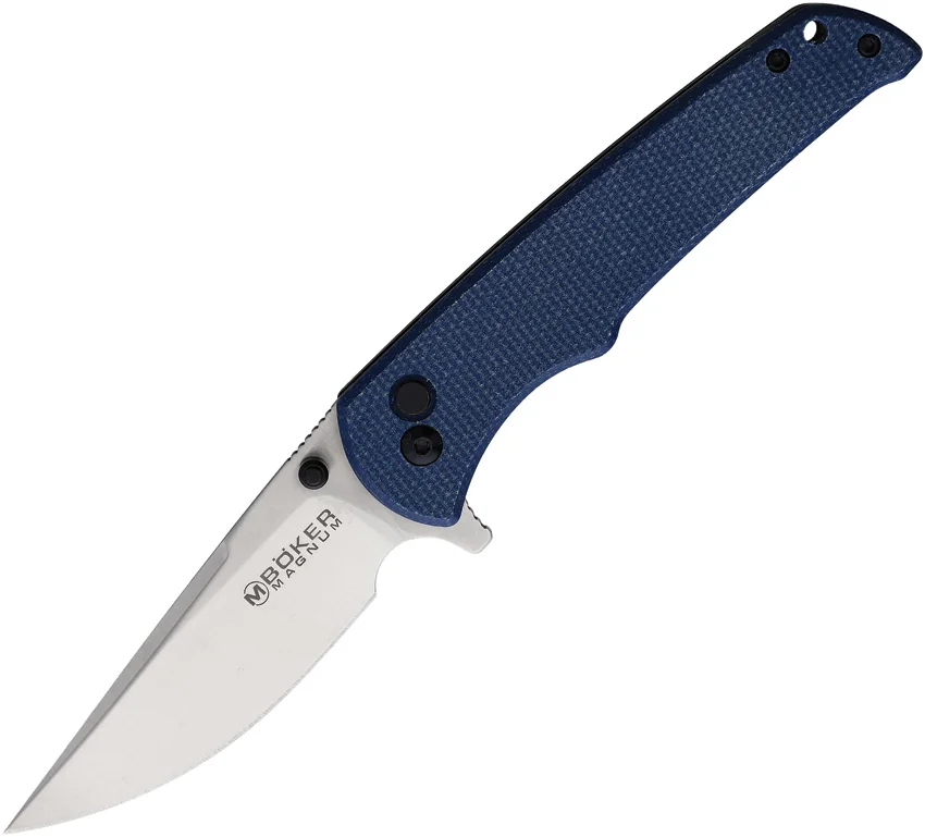 Boker Magnum Bluejay Button Lock Knife Blue Micarta (3.38" Satin) 01SC722