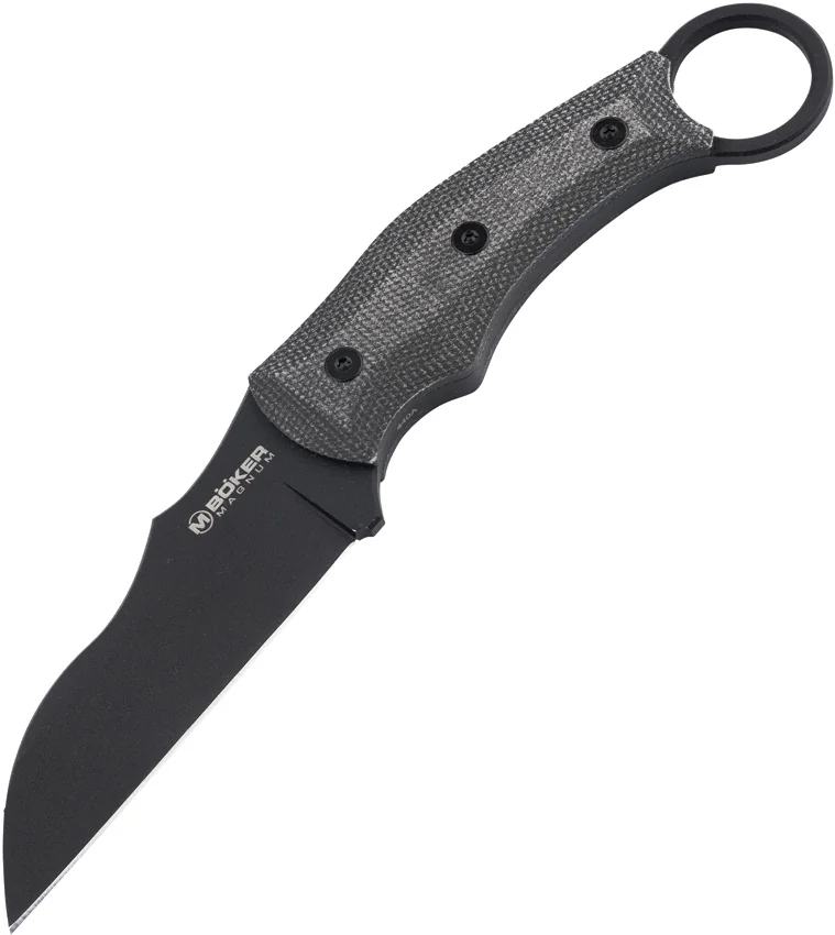 Boker Magnum Straight Wharncliffe Karambit Knife Black Micarta (3.8" Black)