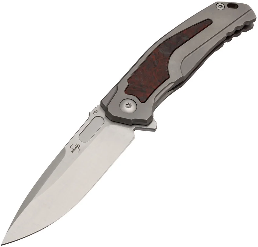 Boker Plus Aphex Mini Frame Lock Knife Titanium/Red Marble CF (3" Satin) 1BO197