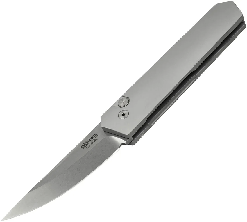 Boker Burnley Kwaiken Compact Automatic Knife Gray Aluminum (3" SW) 01BO253