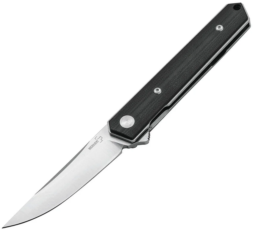 Boker Mini Kwaiken Flipper Folding Knife Black G-10 (3.13" Stonewash D2) 01BO268