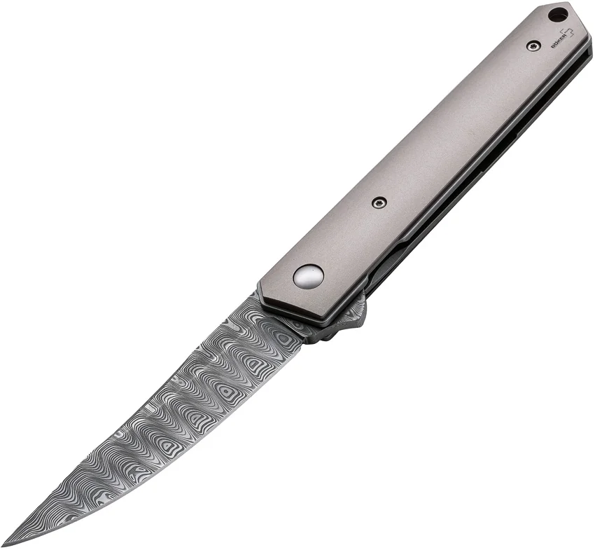 Boker Kwaiken Flipper Knife Titanium (3.5" Damasteel) 01BO297DAM