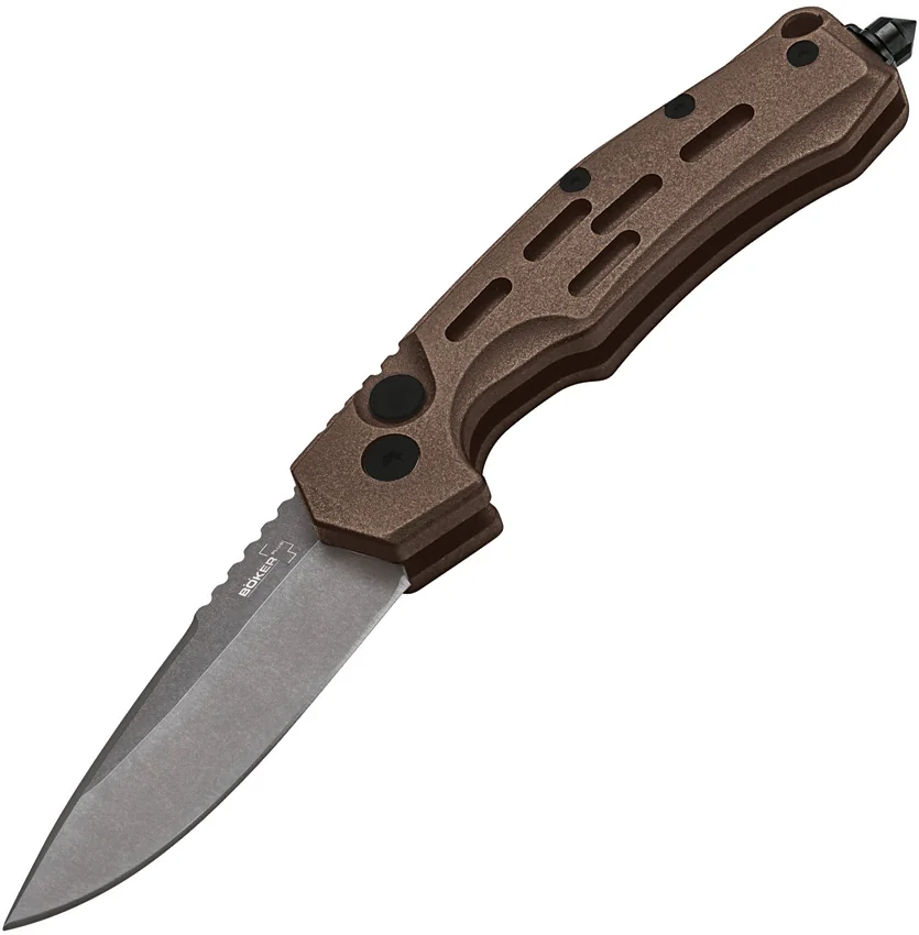 Boker Thunder Storm Automatic Knife Coyote Brown Aluminum (2.9" Blackwash AUS-8)