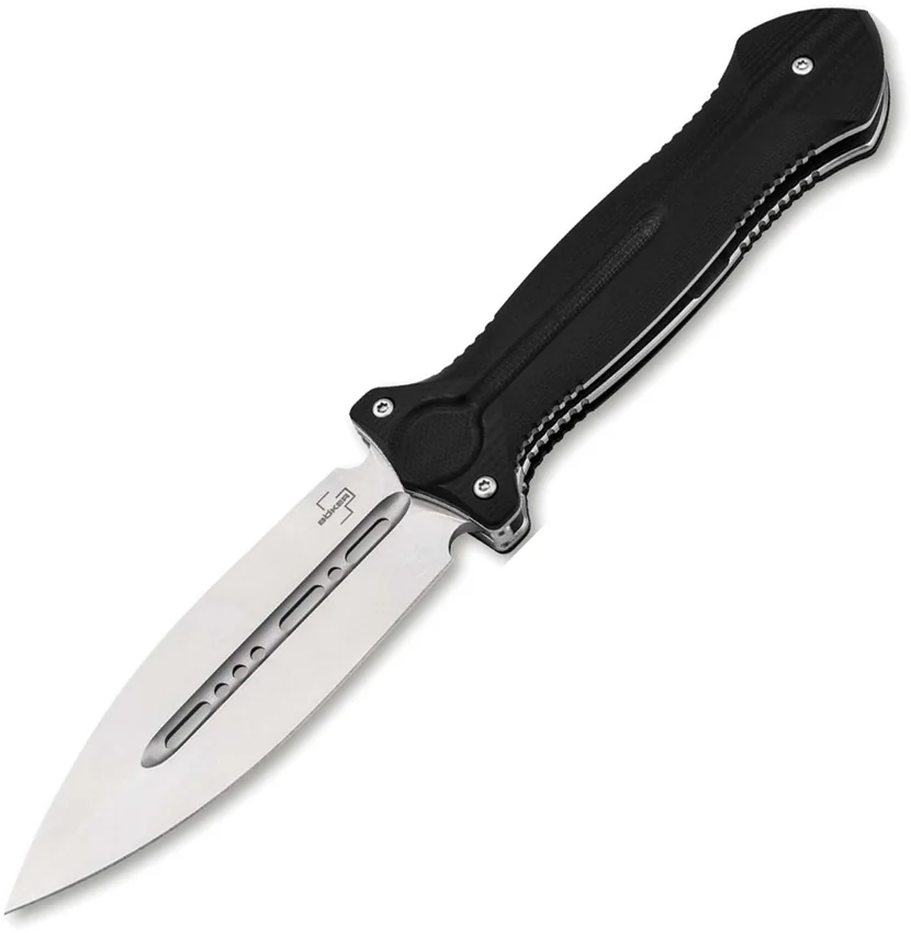 Boker Cheus Dagger Liner Lock Knife Black G-10 (3.5" Satin)
