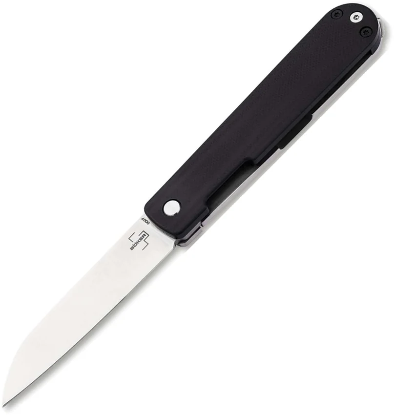 Boker Friday Wharncliffe Frame Lock Knife Front Flipper Black G-10 (2.8" Satin)