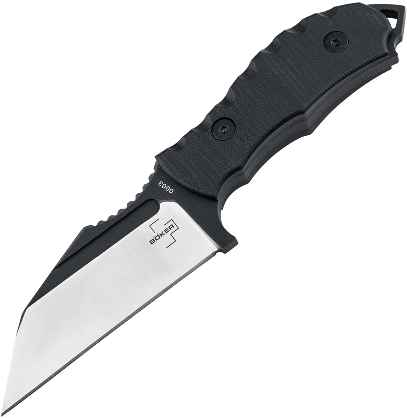 Boker Andhrimnir Mini Fixed Blade Knife Black G-10 (3.4" 2-Tone Black/Satin )
