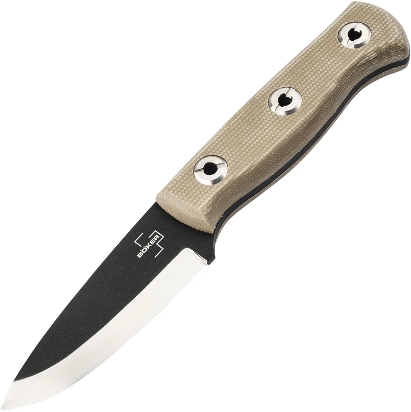 Boker Vigtig 2.0 Drop Point Fixed Blade Knife Brown Micarta (3.5" Two-Tone)