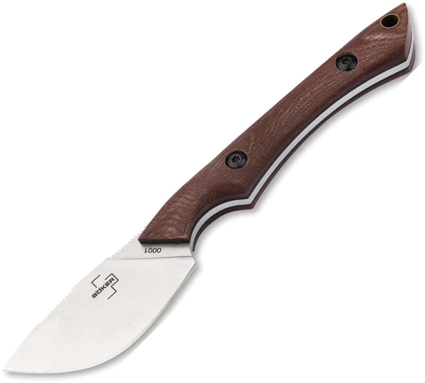 Boker M.U.K. Drop Point Fixed Blade Knife Brown Micarta (2.4" Satin)