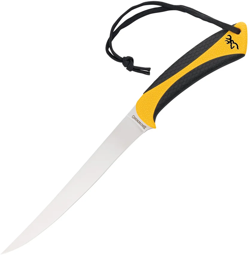 Browning White Water Fillet Fixed Blade Knife Black/Yellow (9.25" Satin 420J2)