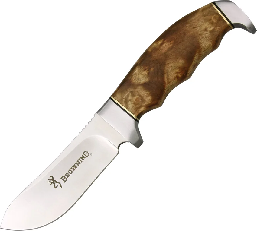 Browning Skinner Fixed Blade Brown Burl Wood (3.75" Satin)