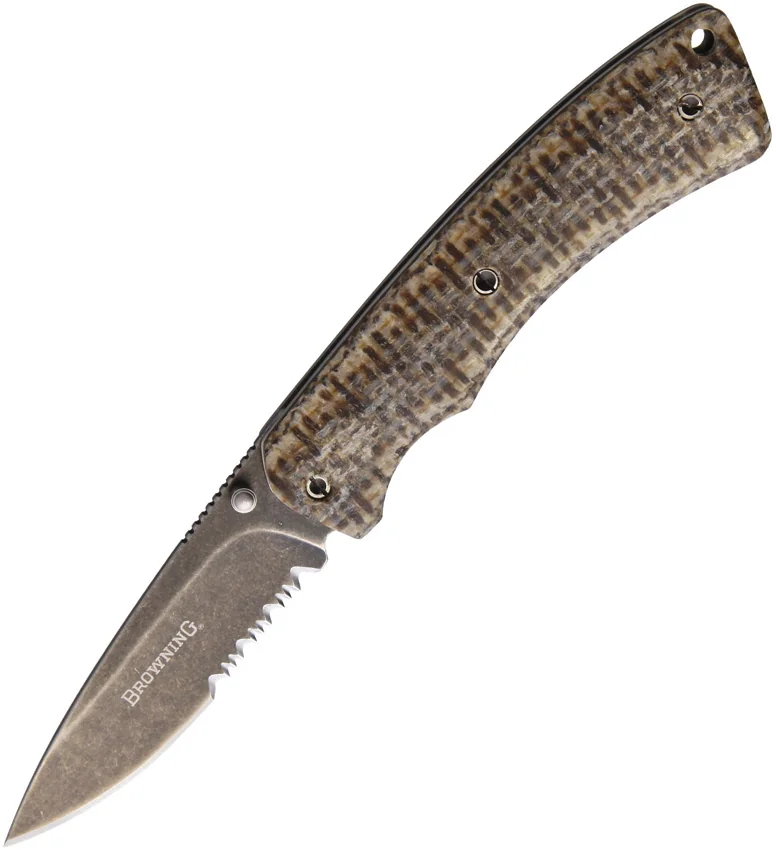 Browning Model 6512 Liner Lock Knife Brown Micarta (2.8" Black SW Serr)