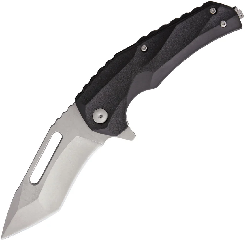 Brous Blades Reloader Liner Lock Knife Black Polymer (3.6" Stonewash D2)