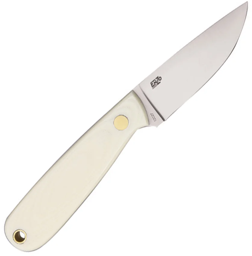 Brisa (EnZo) Knives Necker 70 Fixed Blade Knife White Micarta (2.5" Satin)