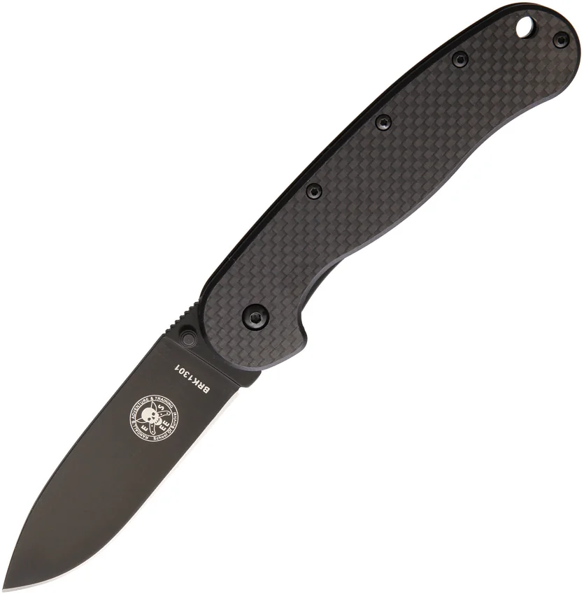 BRK Jeff Randall Avispa Frame Lock Knife Black G-10/Carbon Fiber (3.5" Black D2)