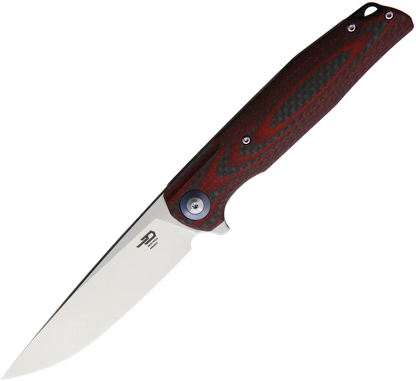Bestech Knives Ascot Liner Lock Carbon Fiber/Red G-10 (4.00" Satin)