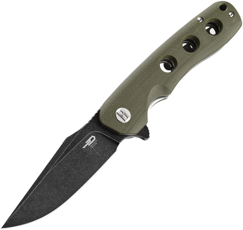 Bestech Knives Arctic Liner Lock Knife Green G-10 (3.5" Black) BG33B-2