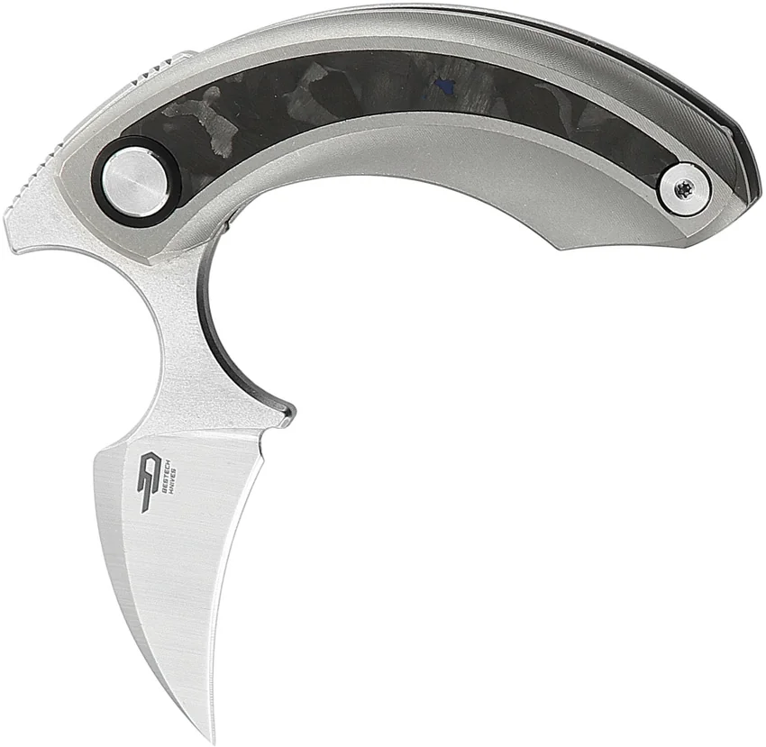 Bestech Knives STRELIT Frame Lock Knife Titanium Blue Carbon Fiber (2.2" SW)