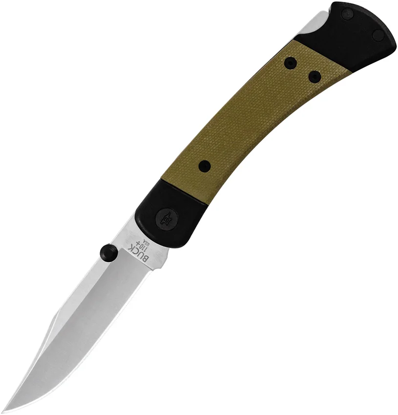 Buck 110 Hunter Sport Lockback Knife Green Canvas Micarta (3.75" Satin) 0110GRS5
