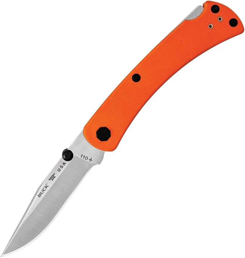 Buck 110 Slim Pro TRX Lockback Knife Orange G-10 (3.75" Satin) 0110ORS3