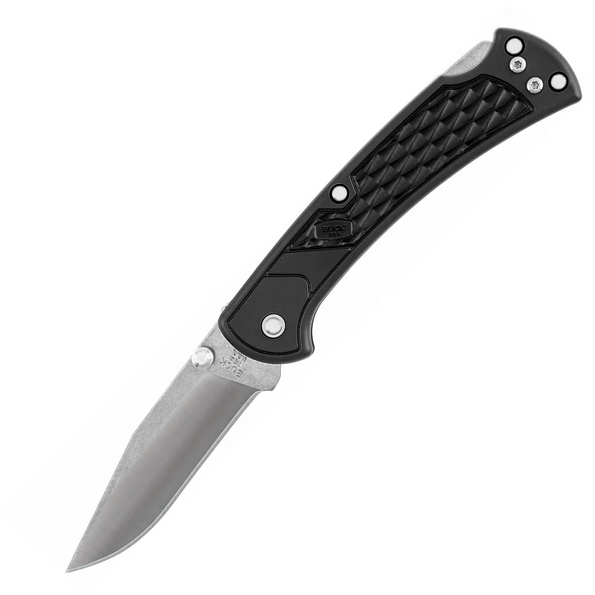 Buck 112 Slim Select Lockback Folding Knife Black GFN (3" Satin)