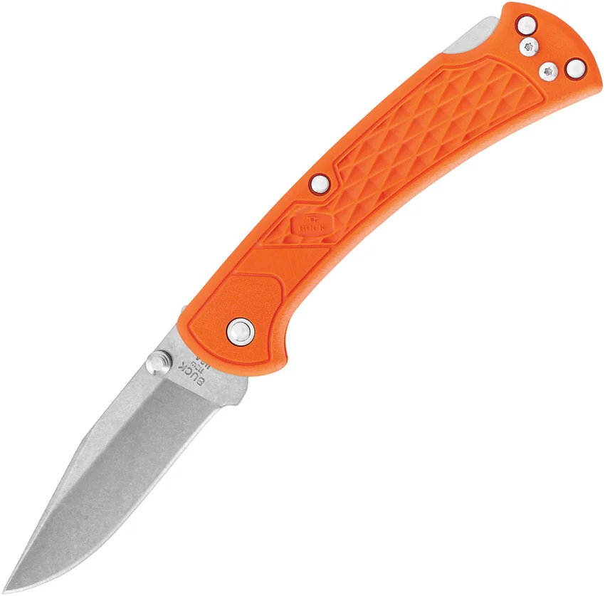Buck 112 Slim Select Lockback Knife Blaze Orange (3" Satin) 0112ORS