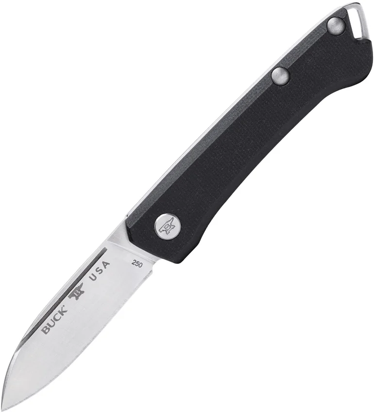 Buck 250 Saunter Drop Point Slip Joint Knife Black Micarta (2.3" Satin) 0250BKS