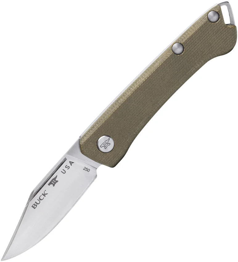Buck 250 Saunter Clip Point Slip Joint Knife Green Micarta (2.3" Satin) 0250GRS1